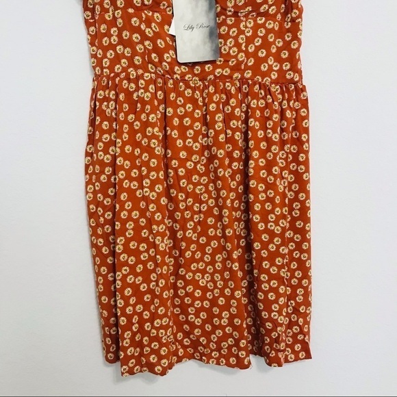 New! Lily Rose Bohemian 70s Ditsy Floral Daisies Smocked Corset Skater Dress - Picture 7 of 10